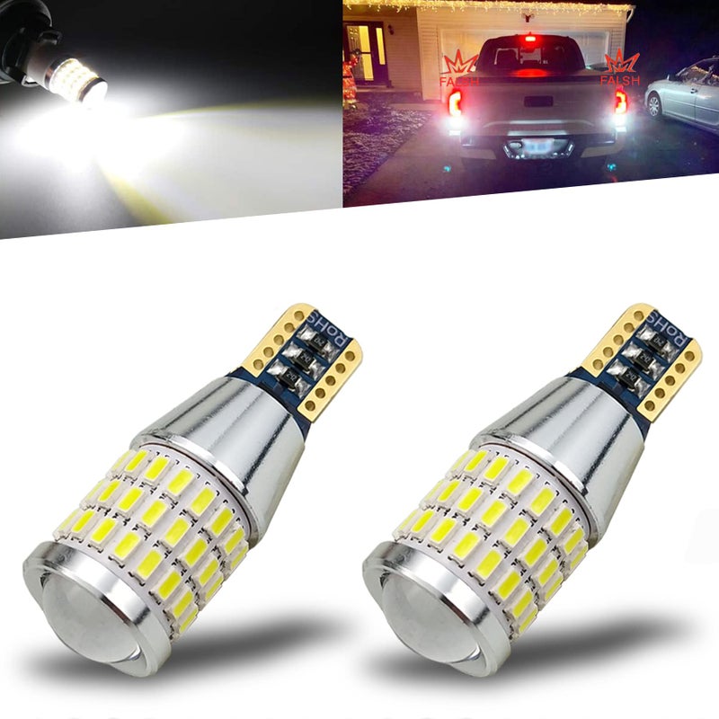 iBrightstar 9-30V Flashing Strobe Blinking LED Reverse Lights 912 921 W16W T15 906 LED Bulbs with Projector Replacement for Back Up Reverse Lights, Xenon White - Image 1